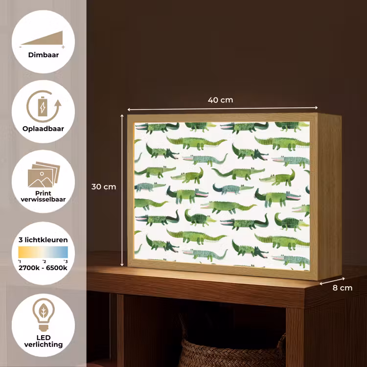Lightbox - Wandlamp - krokodillen - Speels - Groen — 10
