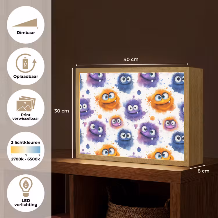 Lightbox - Wandlamp - Monstertjes - Aquarel - Kleurrijk — 10