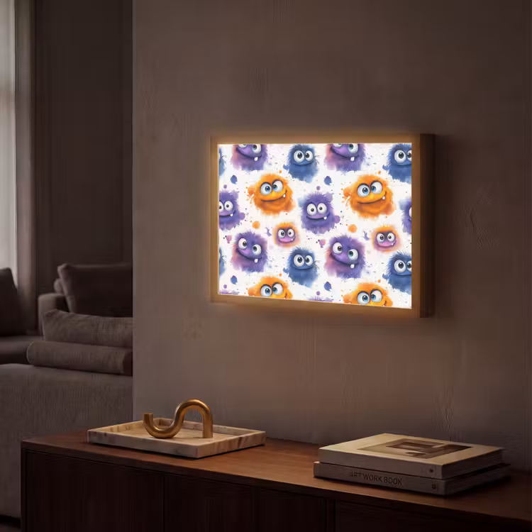Lightbox - Wandlamp - Monstertjes - Aquarel - Kleurrijk — 2