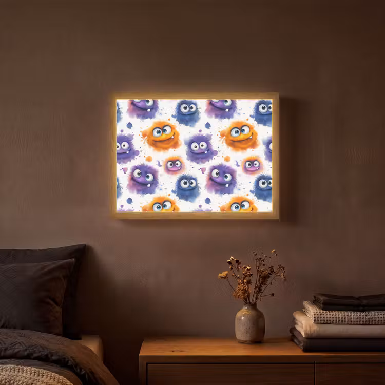 Lightbox - Wandlamp - Monstertjes - Aquarel - Kleurrijk — 3
