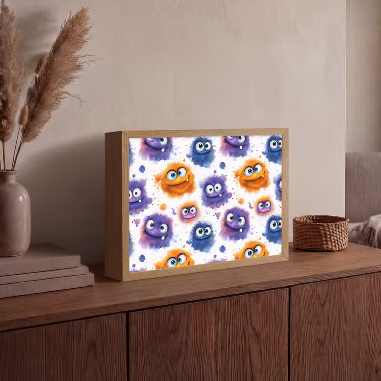 Lightbox - Wandlamp - Monstertjes - Aquarel - Kleurrijk — 4