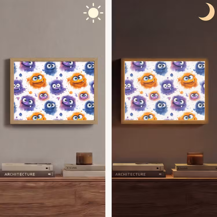 Lightbox - Wandlamp - Monstertjes - Aquarel - Kleurrijk — 6
