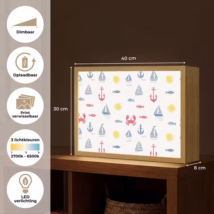Lightbox - Wandlamp - Nautisch - Illustraties - Kleurrijk — 10