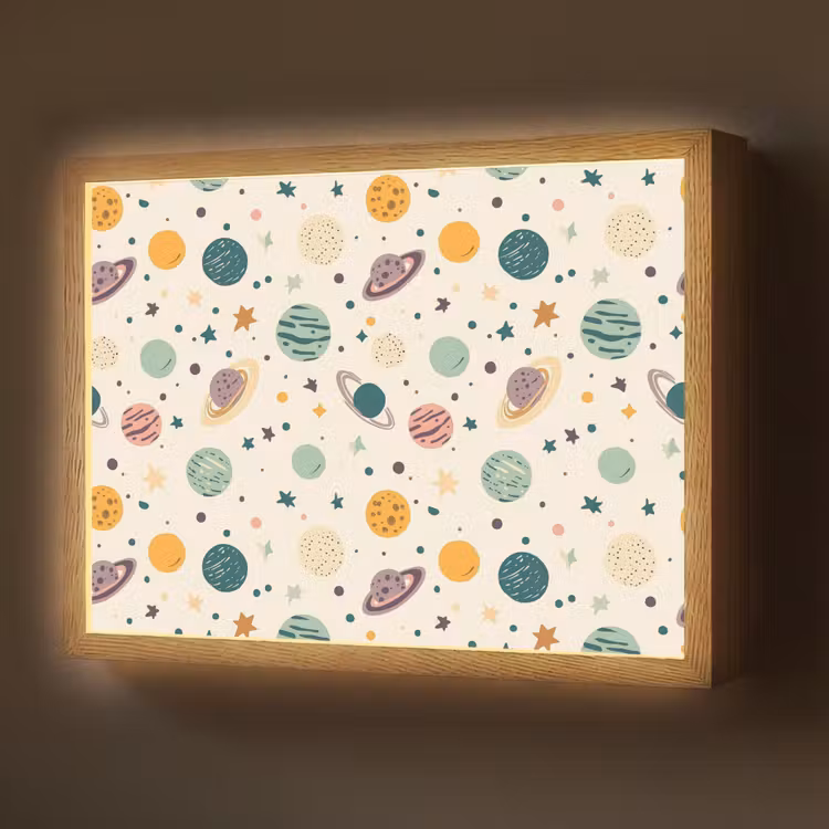 Lightbox - Wandlamp - Planeten - Retro - Kleurrijk — 1