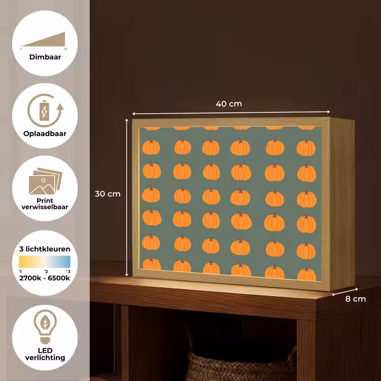 Lightbox - Wandlamp - Pompoen - Patroon - Oranje — 10
