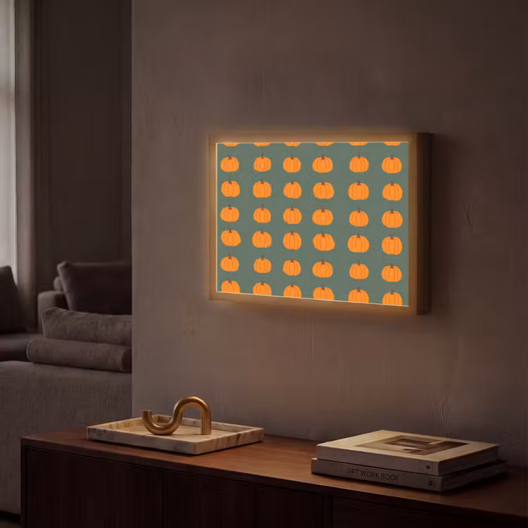 Lightbox - Wandlamp - Pompoen - Patroon - Oranje — 2
