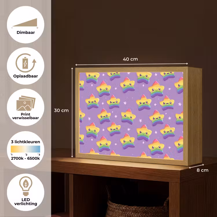 Lightbox - Wandlamp - Sterren - Regenboog - Paars — 10