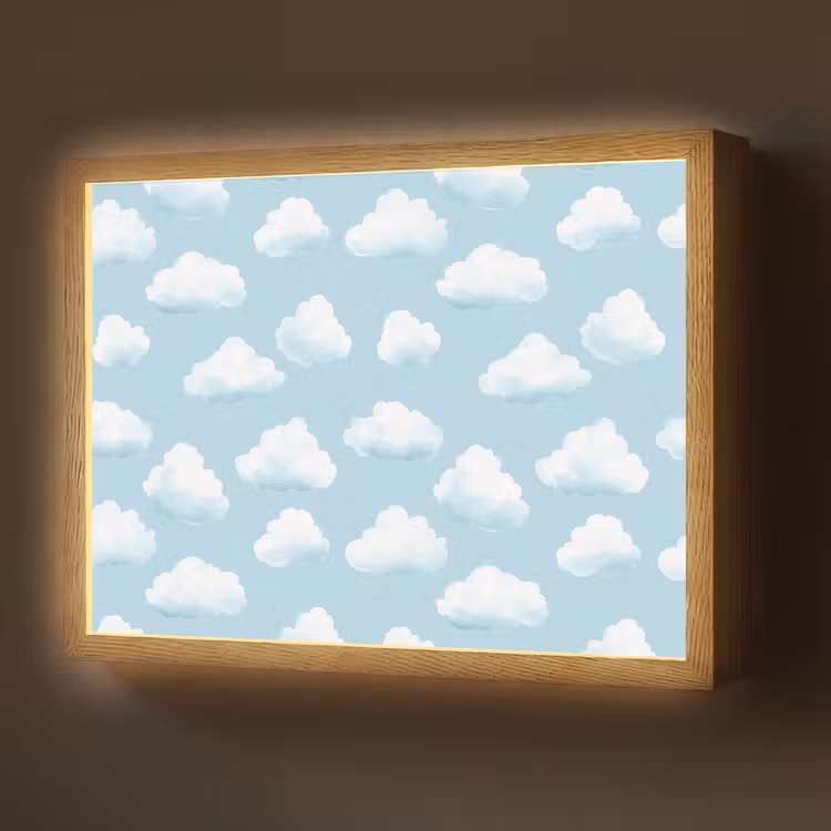 Lightbox - Wandlamp - Wolken - Illustratie - Blauw — 1