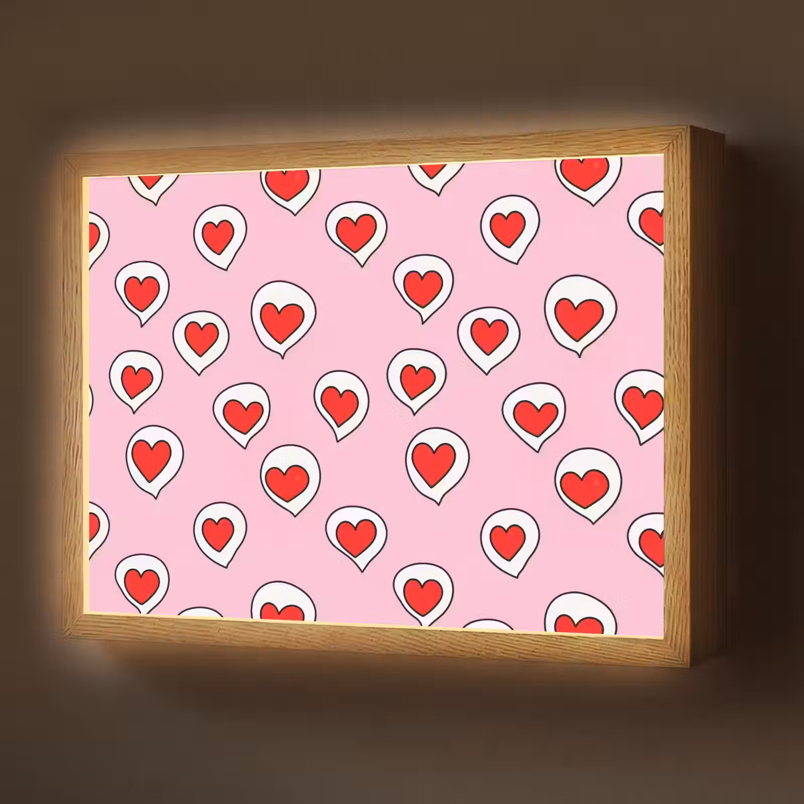 Lightbox - Wandlamp - Hartjes - Patroon - Rood — 1