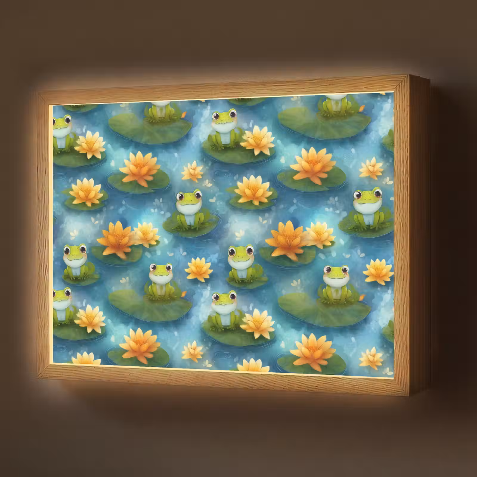Lightbox - Wandlamp - Kikker - Lelies - Groen — 1