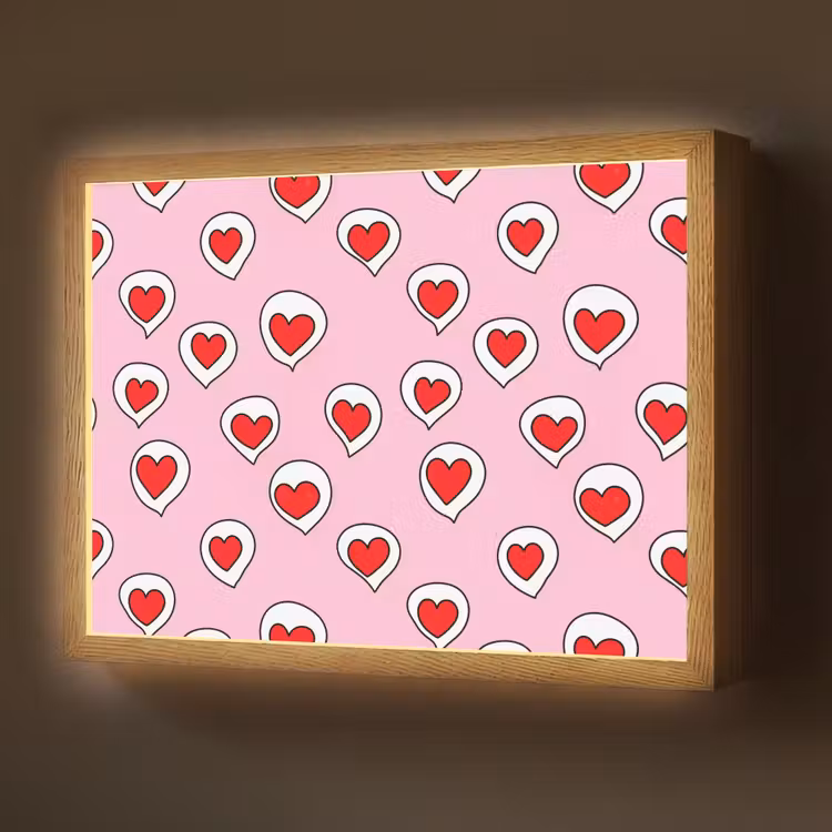 Lightbox - Wandlamp - Hartjes - Patroon - Rood — 1