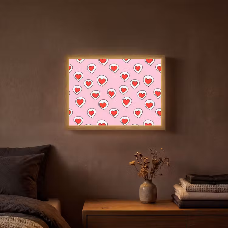 Lightbox - Wandlamp - Hartjes - Patroon - Rood — 3