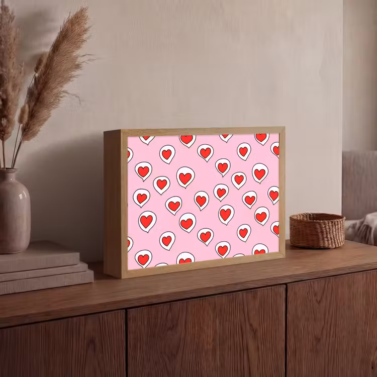 Lightbox - Wandlamp - Hartjes - Patroon - Rood — 4