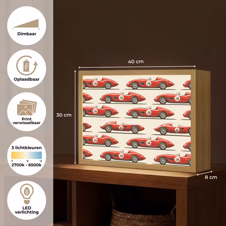 Lightbox - Wandlamp - Raceauto - Retro - Rood — 10