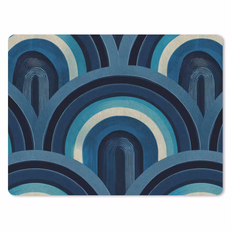 Muismat - Bogen - Geometrisch - Patroon - Blauw - Retro — 1