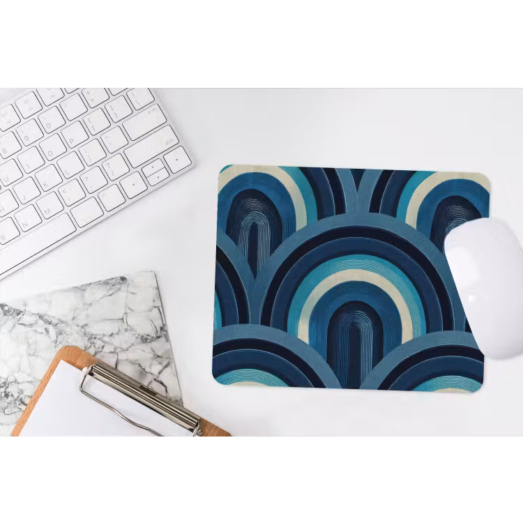 Muismat - Bogen - Geometrisch - Patroon - Blauw - Retro — 2