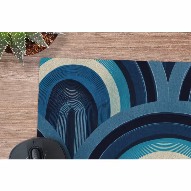 Muismat - Bogen - Geometrisch - Patroon - Blauw - Retro — 4