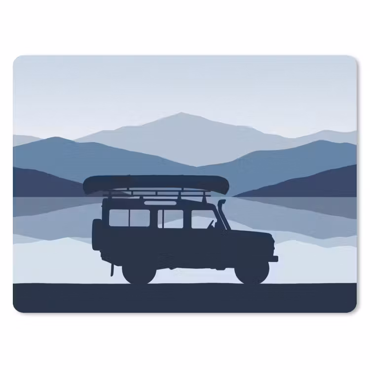 Muismat - Auto - Meer - Bergen - Blauw — 1