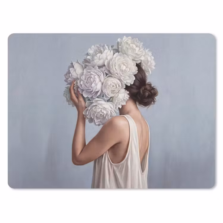 Muismat - Bloemen - Vrouw - Wit — 1