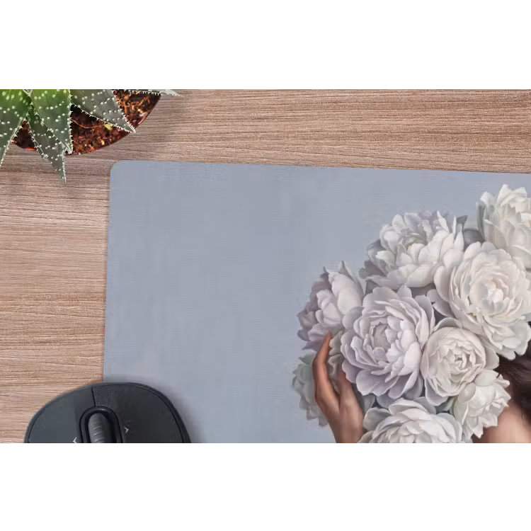 Muismat - Bloemen - Vrouw - Wit — 4