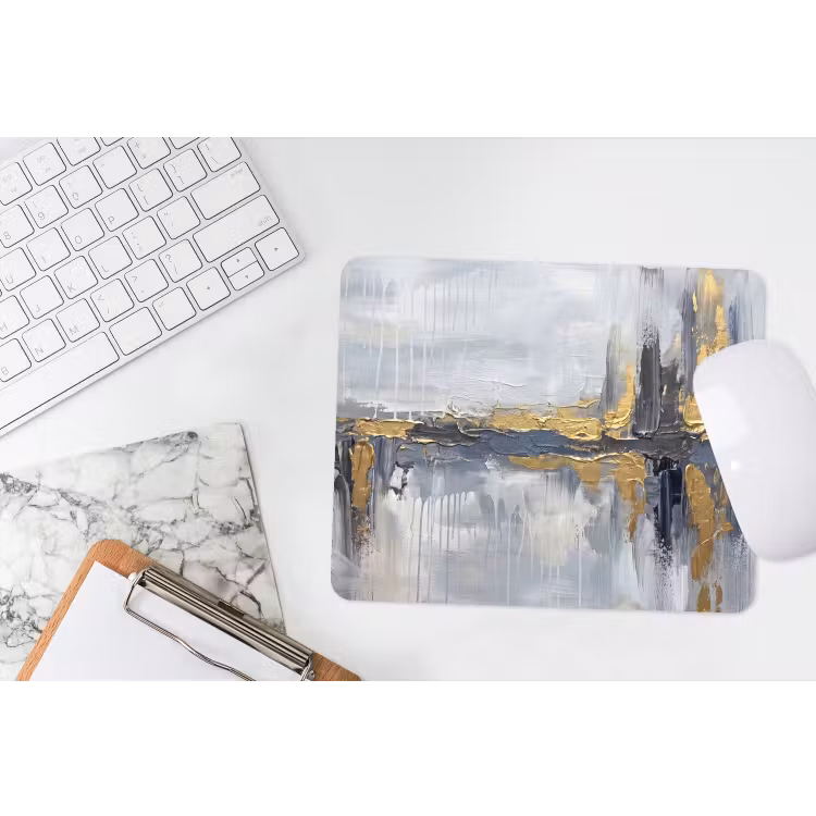 Muismat - Abstract - Structuur - Goud - Grijs - Modern — 2