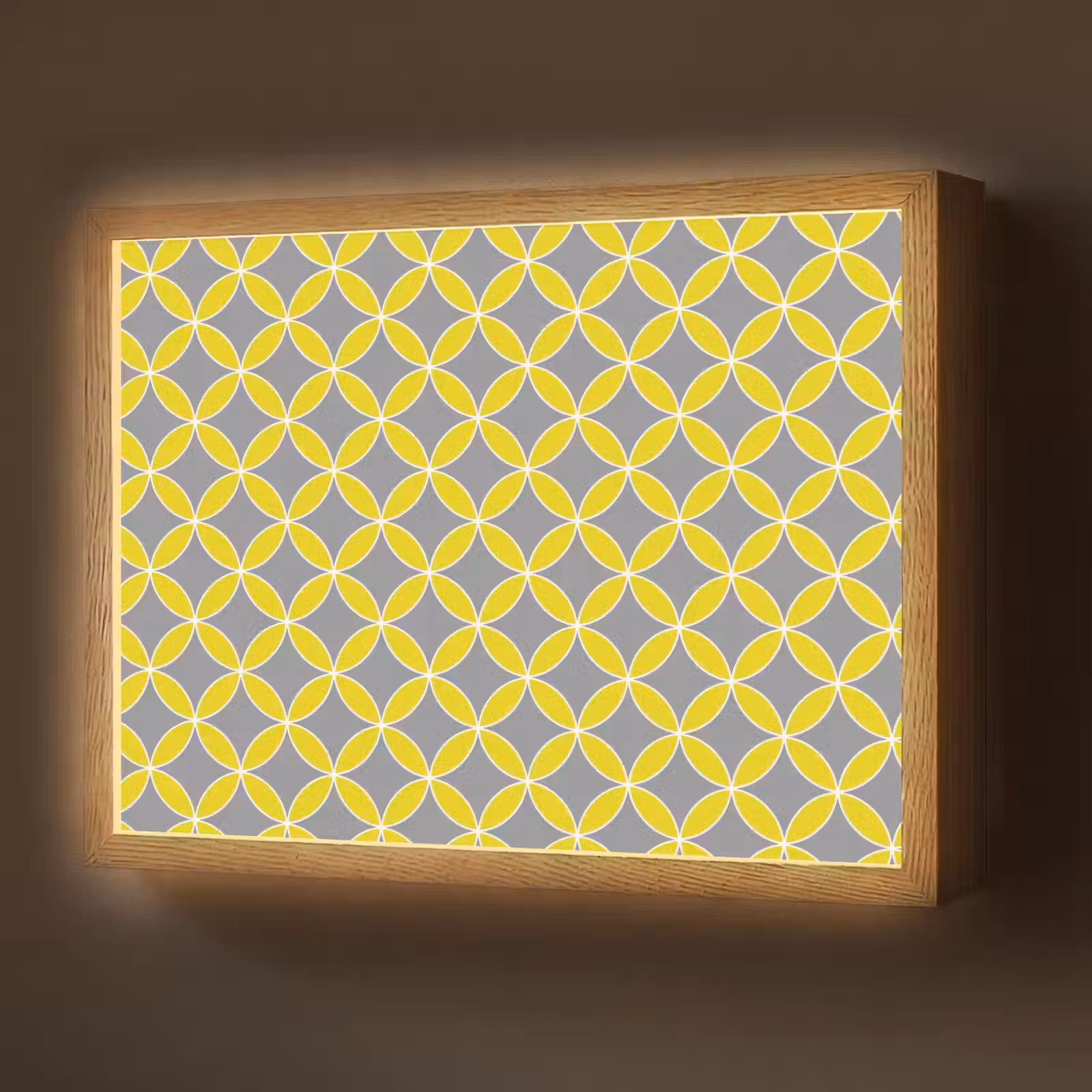 Lightbox - Wandlamp - Geometrisch - Cirkels - Modern - Grijs - Geel — 1