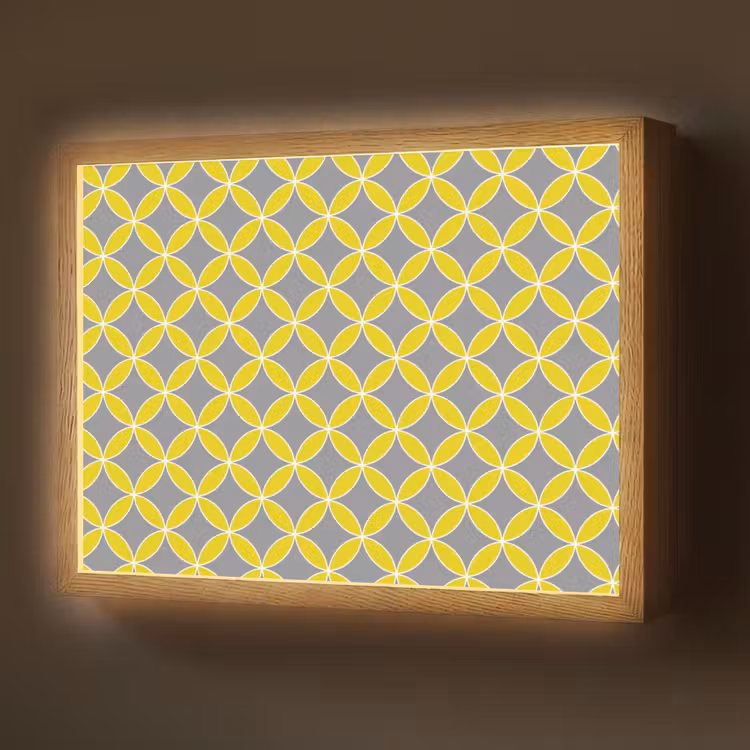 Lightbox - Wandlamp - Geometrisch - Cirkels - Modern - Grijs - Geel — 1