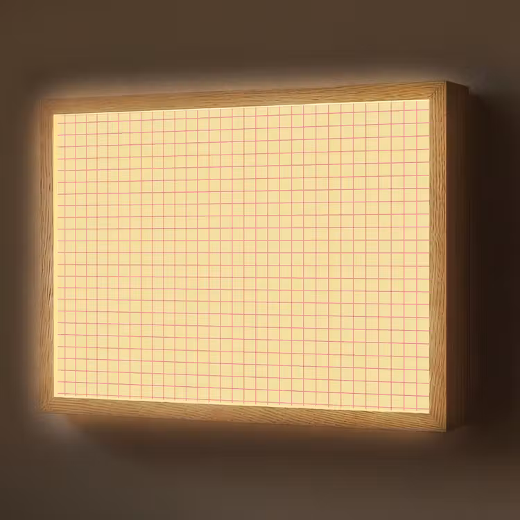 Lightbox - Wandlamp - Ruitjes - Grid - Minimalistisch - Geel - Roze — 1