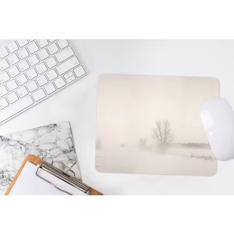 Muismat - Boom - Mist - Sneeuw - Winter - Minimalistisch — 2