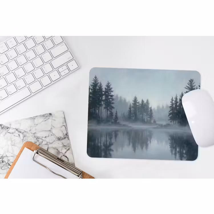 Muismat - Bos - Meer - Mist - Natuur - Grijs — 2