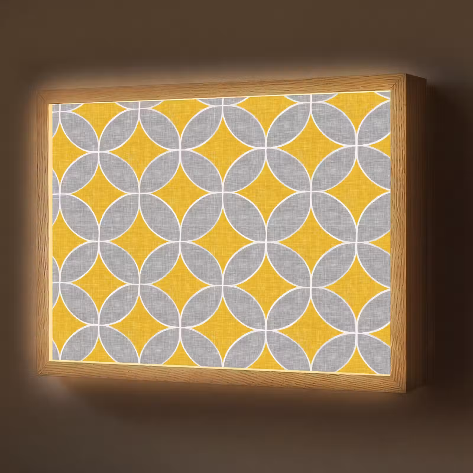 Lightbox - Wandlamp - Geometrisch - Cirkels - Textuur - Grijs - Geel — 1