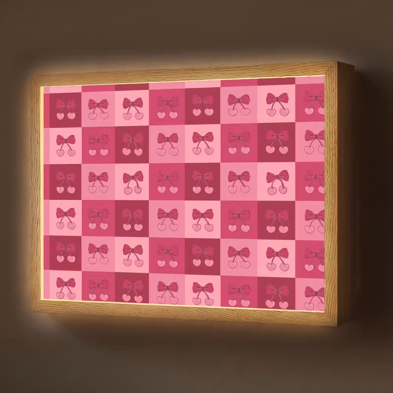 Lightbox - Wandlamp - Kersen - Strikjes - Speels - Roze - Bordeaux — 1