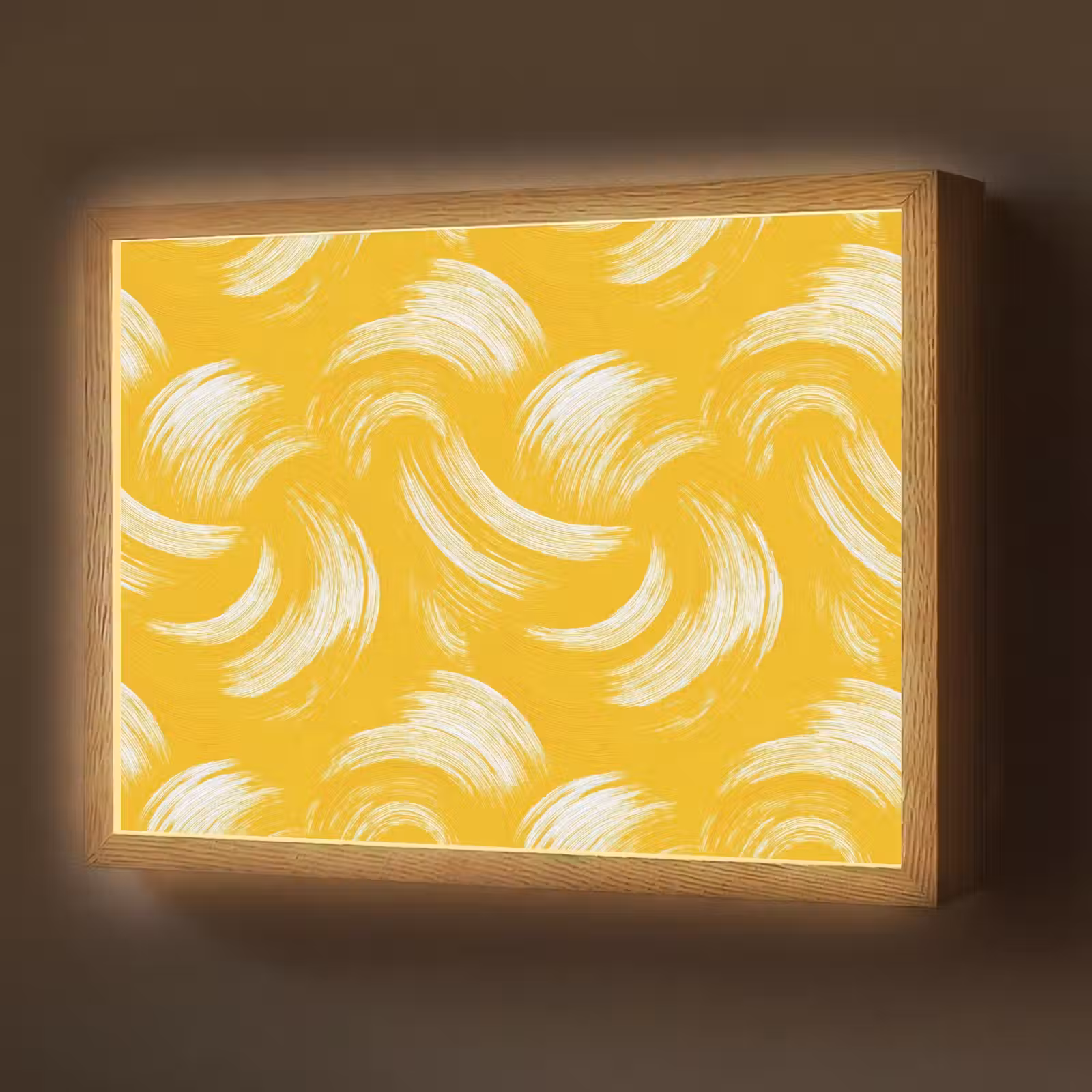 Lightbox - Wandlamp - Verfstreken - Abstract - Dynamisch - Geel — 1