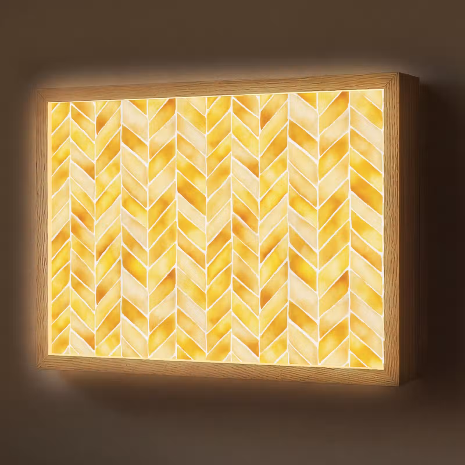 Lightbox - Wandlamp - Visgraat - Aquarel - Patronen - Goudgeel — 1