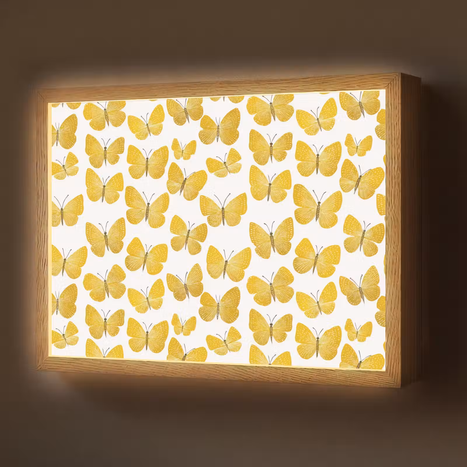 Lightbox - Wandlamp - Vlinders - Botanisch - Illustratie - Geel - Wit — 1
