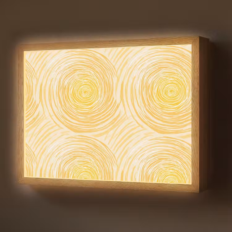 Lightbox - Wandlamp - Cirkels - Abstract - Artistiek - Geel — 1