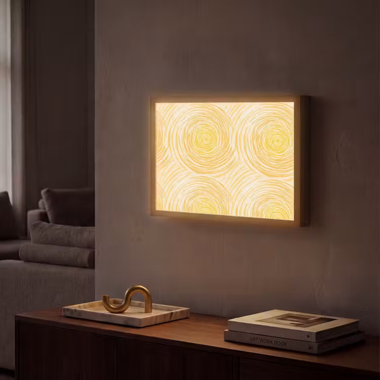 Lightbox - Wandlamp - Cirkels - Abstract - Artistiek - Geel — 2