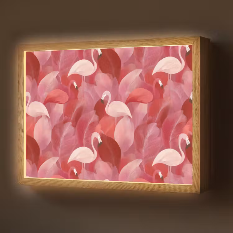 Lightbox - Wandlamp - Flamingo - Botanisch - Elegant - Roze - Rood — 1