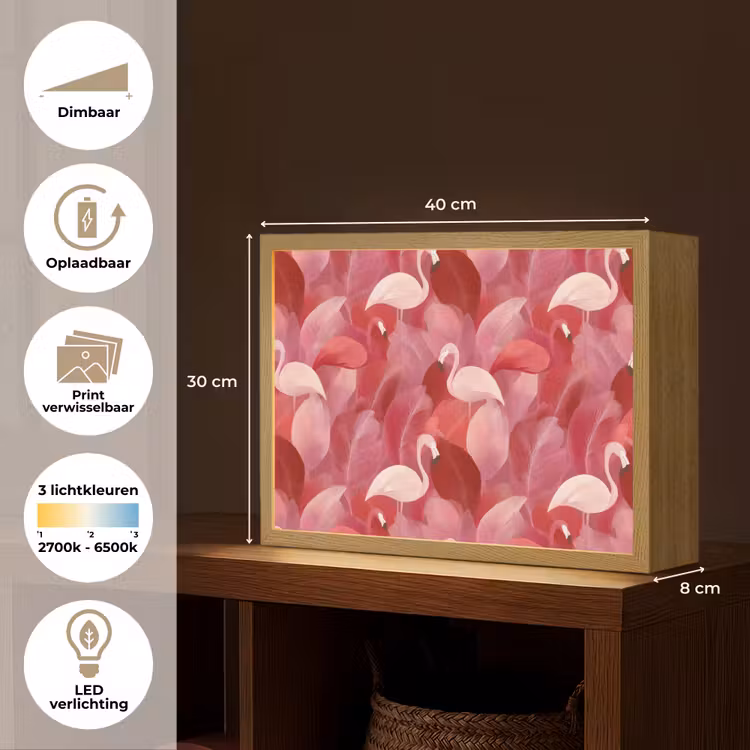 Lightbox - Wandlamp - Flamingo - Botanisch - Elegant - Roze - Rood — 10