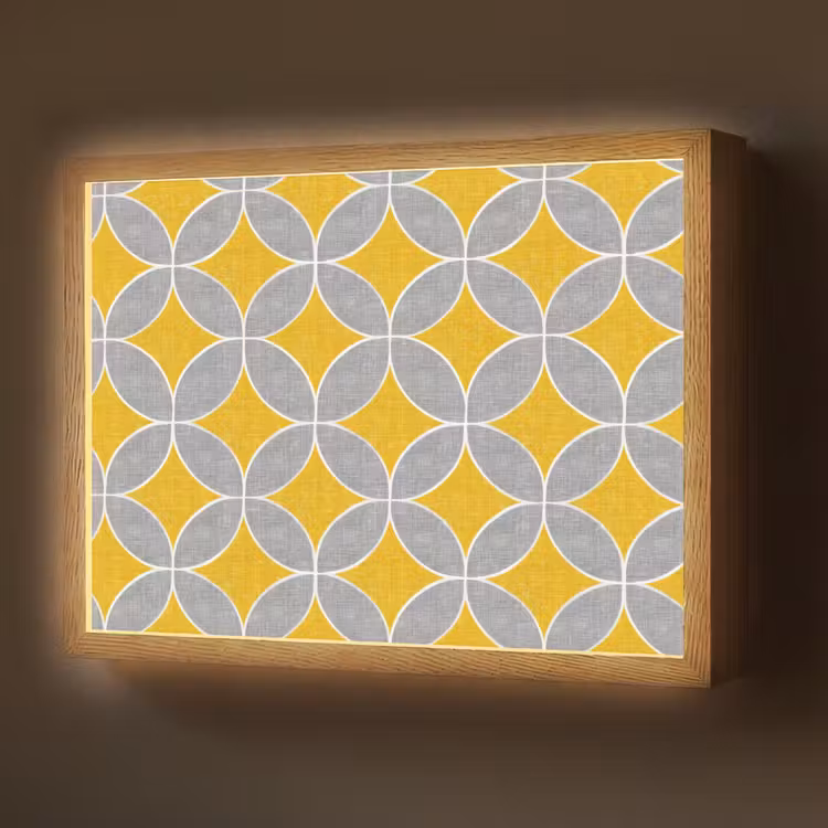 Lightbox - Wandlamp - Geometrisch - Cirkels - Textuur - Grijs - Geel — 1