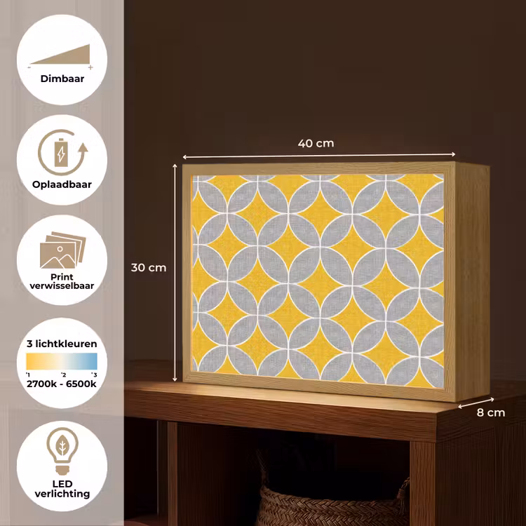 Lightbox - Wandlamp - Geometrisch - Cirkels - Textuur - Grijs - Geel — 10