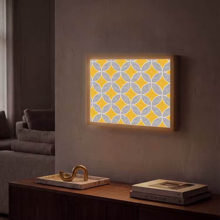 Lightbox - Wandlamp - Geometrisch - Cirkels - Textuur - Grijs - Geel — 2