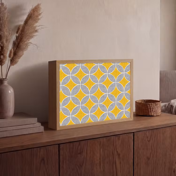 Lightbox - Wandlamp - Geometrisch - Cirkels - Textuur - Grijs - Geel — 4