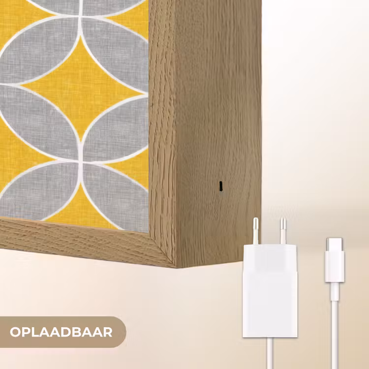 Lightbox - Wandlamp - Geometrisch - Cirkels - Textuur - Grijs - Geel — 7