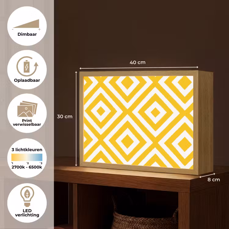 Lightbox - Wandlamp - Geometrisch - Lijnen - Modern - Geel - Wit — 10