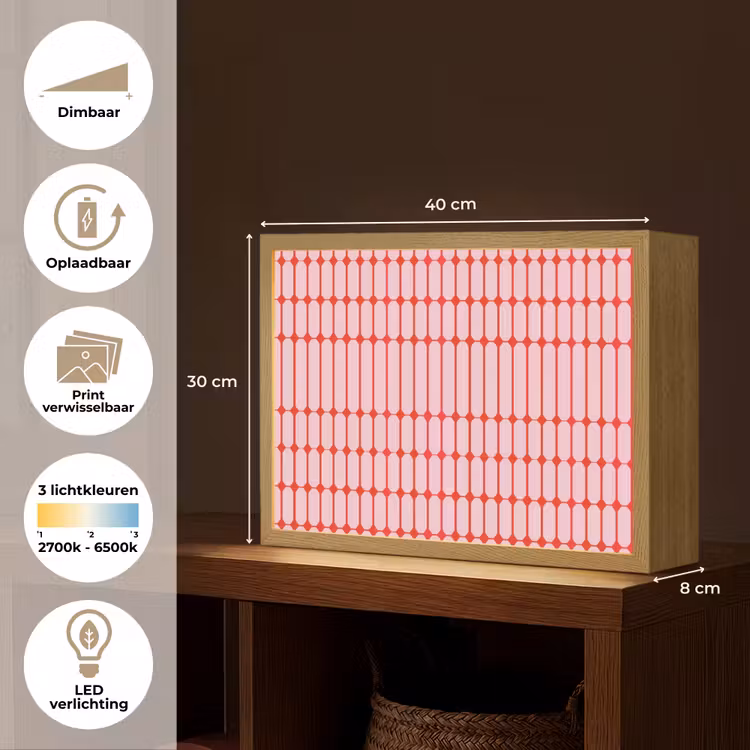Lightbox - Wandlamp - Geometrisch - Minimalistisch - Rood - Roze — 10