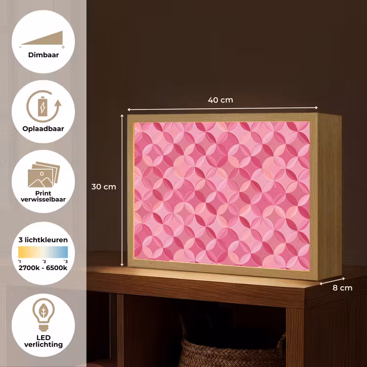 Lightbox - Wandlamp - Geometrisch - Mozaïek - Modern - Roze — 10