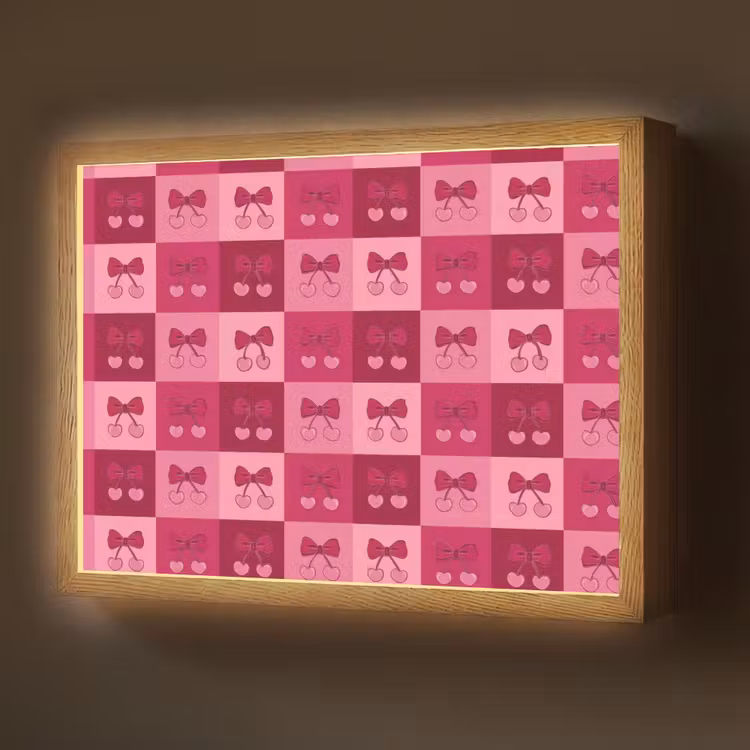 Lightbox - Wandlamp - Kersen - Strikjes - Speels - Roze - Bordeaux — 1