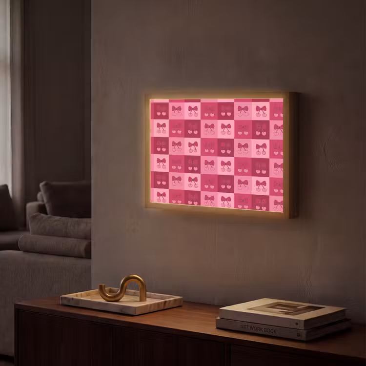 Lightbox - Wandlamp - Kersen - Strikjes - Speels - Roze - Bordeaux — 2