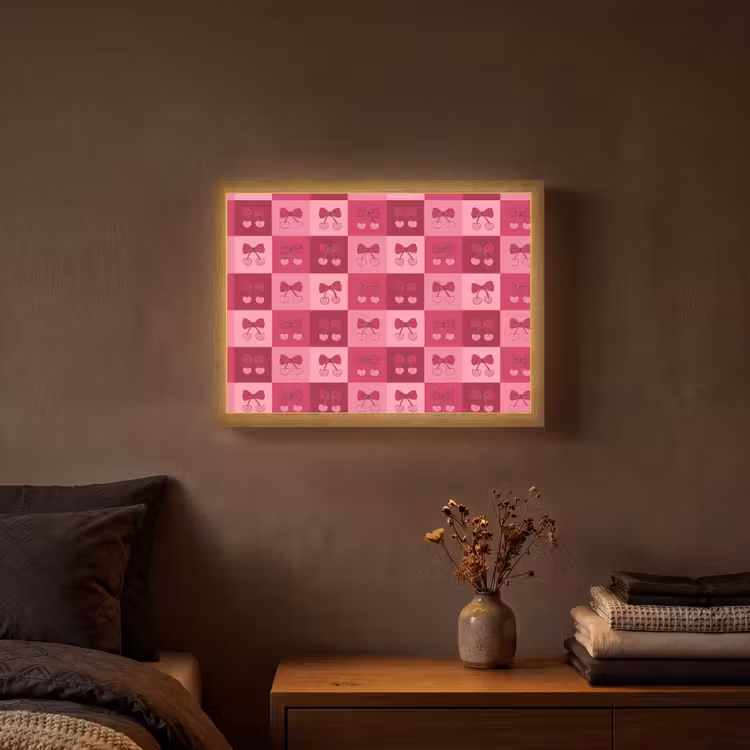 Lightbox - Wandlamp - Kersen - Strikjes - Speels - Roze - Bordeaux — 3